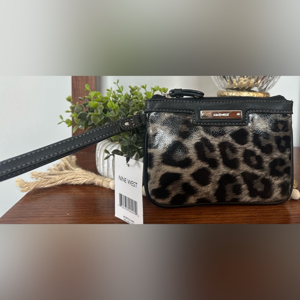 Nine West Black and Gray Animal Print Clutch